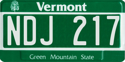 VT license plate NDJ217