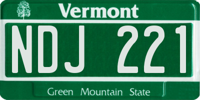 VT license plate NDJ221