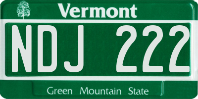 VT license plate NDJ222