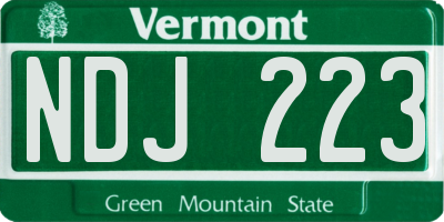 VT license plate NDJ223