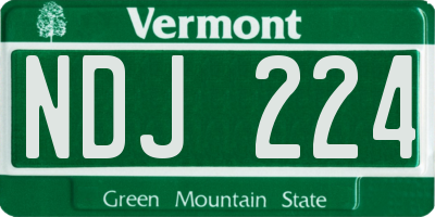 VT license plate NDJ224