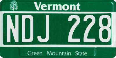 VT license plate NDJ228
