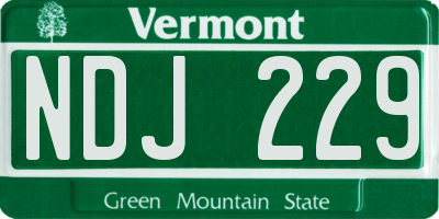 VT license plate NDJ229