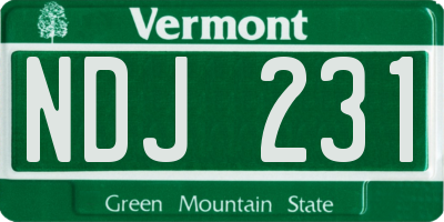 VT license plate NDJ231