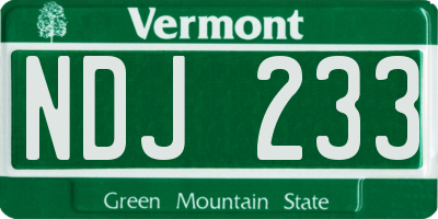VT license plate NDJ233