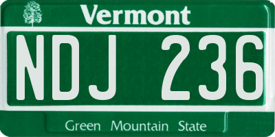 VT license plate NDJ236