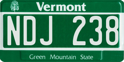 VT license plate NDJ238