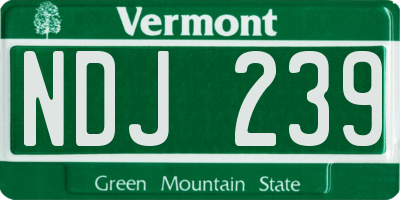 VT license plate NDJ239