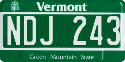 VT license plate NDJ243