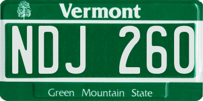 VT license plate NDJ260