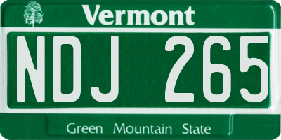 VT license plate NDJ265