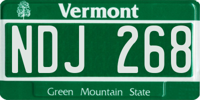 VT license plate NDJ268