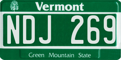 VT license plate NDJ269