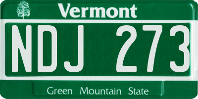 VT license plate NDJ273