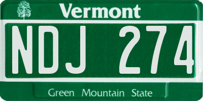 VT license plate NDJ274