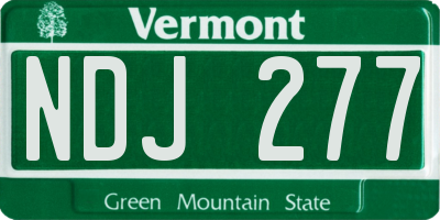 VT license plate NDJ277