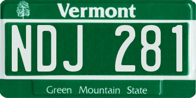 VT license plate NDJ281