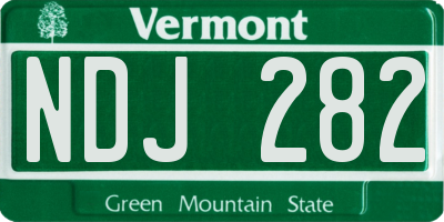 VT license plate NDJ282