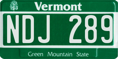 VT license plate NDJ289