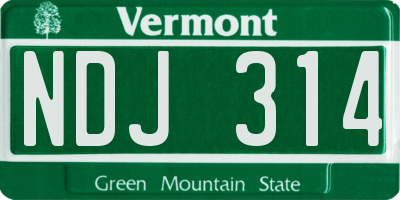 VT license plate NDJ314