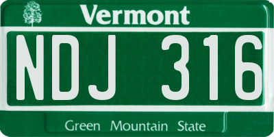 VT license plate NDJ316
