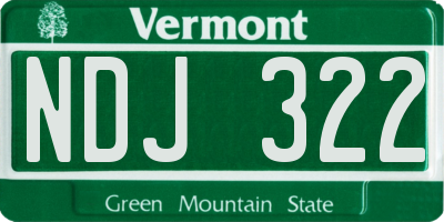 VT license plate NDJ322