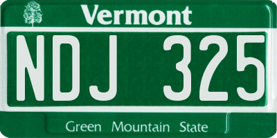 VT license plate NDJ325