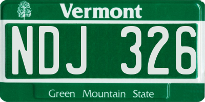 VT license plate NDJ326