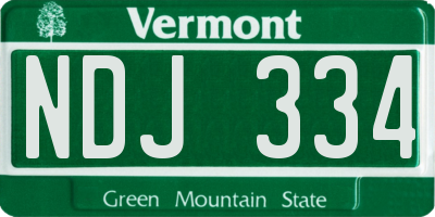 VT license plate NDJ334