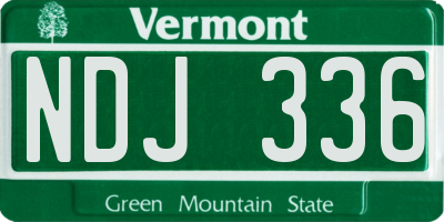 VT license plate NDJ336