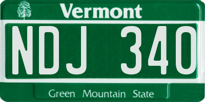 VT license plate NDJ340