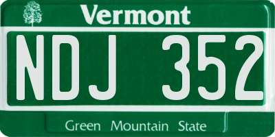 VT license plate NDJ352