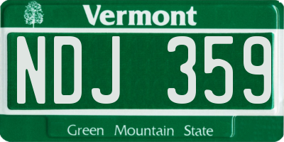 VT license plate NDJ359