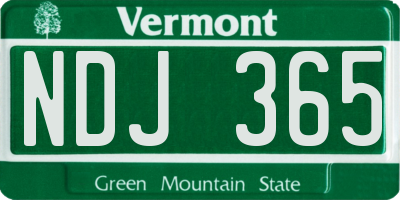 VT license plate NDJ365