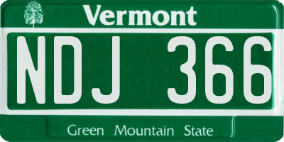 VT license plate NDJ366