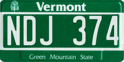 VT license plate NDJ374