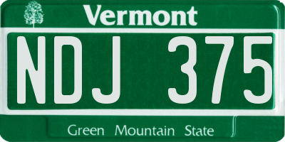 VT license plate NDJ375