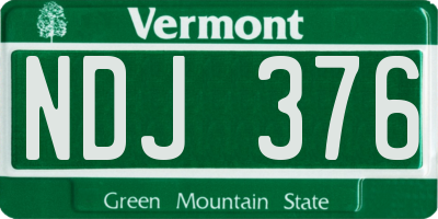 VT license plate NDJ376