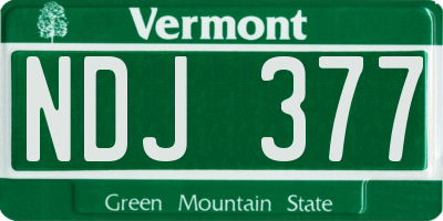 VT license plate NDJ377