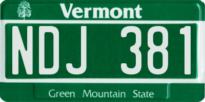 VT license plate NDJ381