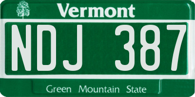 VT license plate NDJ387