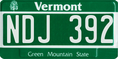 VT license plate NDJ392