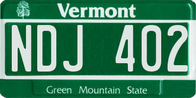 VT license plate NDJ402