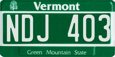 VT license plate NDJ403