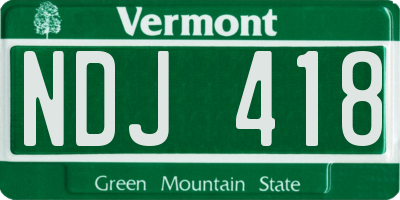 VT license plate NDJ418