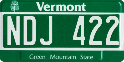 VT license plate NDJ422