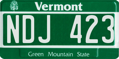 VT license plate NDJ423