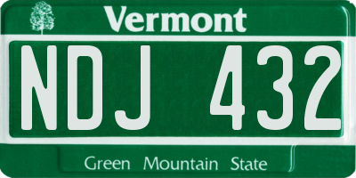VT license plate NDJ432