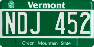 VT license plate NDJ452