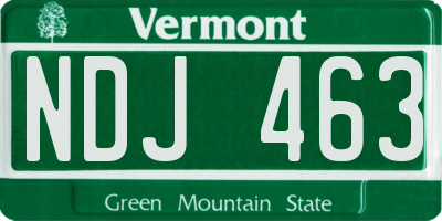 VT license plate NDJ463